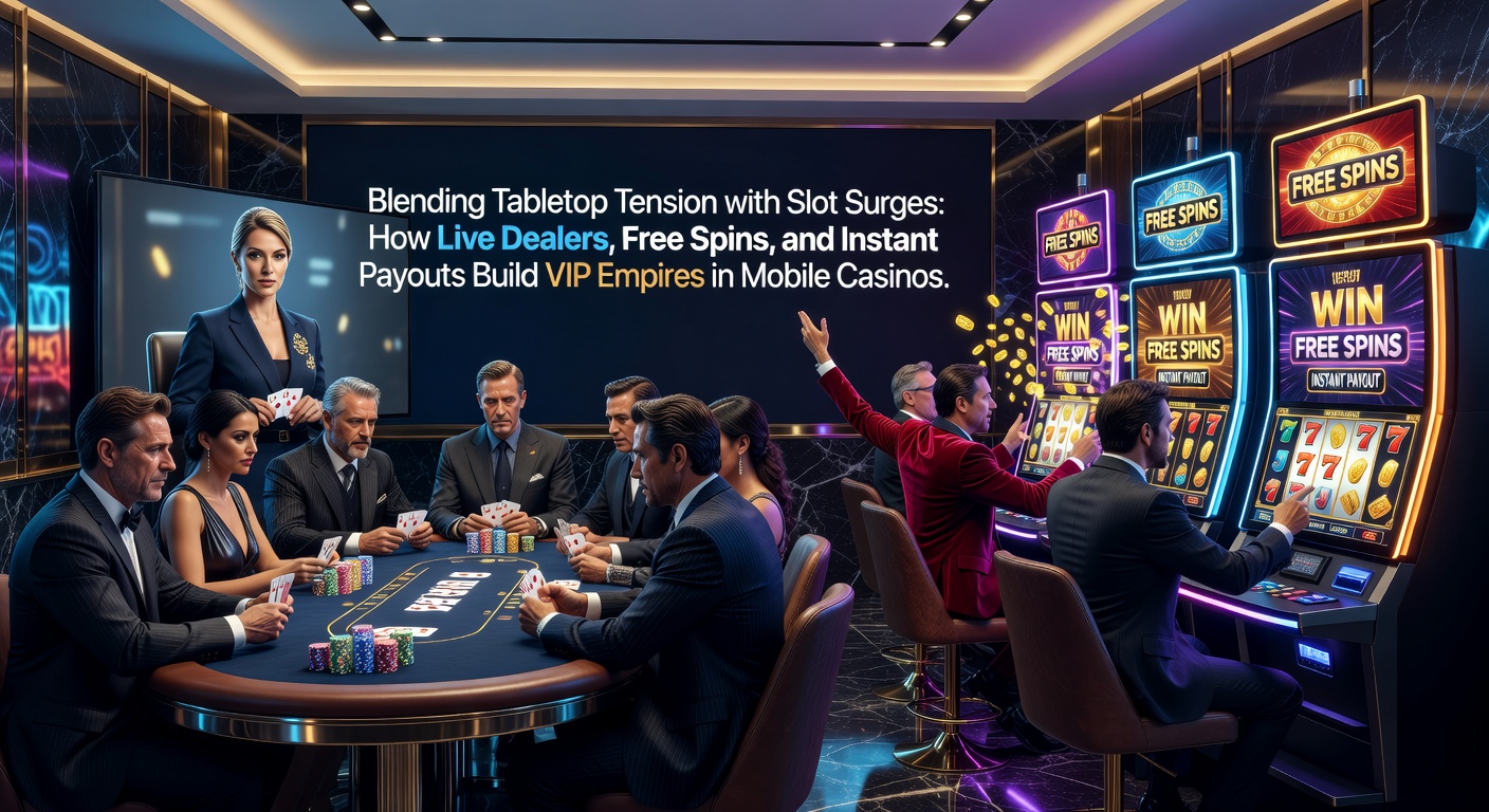 Vibrant mobile casino interface showing live dealer blackjack table alongside spinning slot reels with free spin bonuses