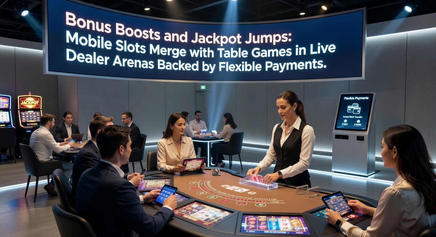 Vibrant mobile screen showing a live dealer roulette table intertwined with spinning slot reels, highlighting bonus multipliers and jackpot meters
