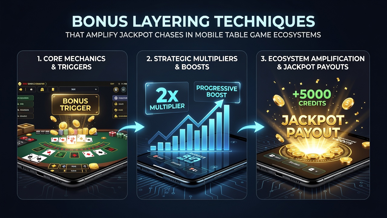 Close-up of mobile screen displaying combined bonus progress and live jackpot counter during table game play
