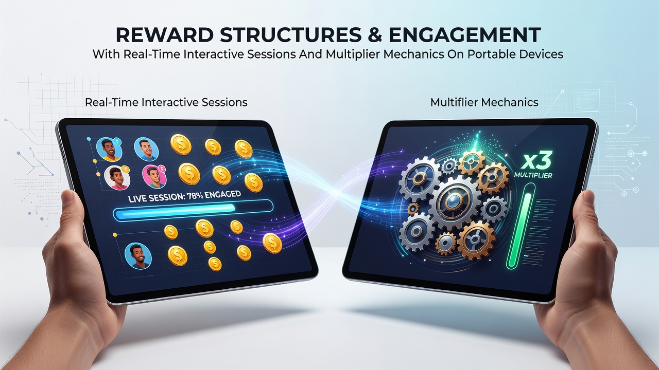 Mobile device displaying real-time casino session with multiplier indicators and reward notifications