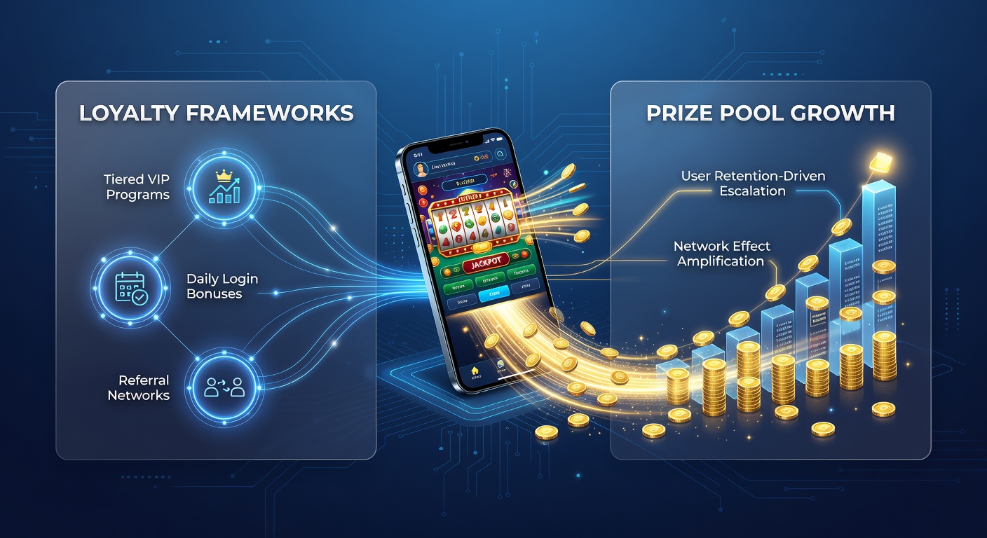 Mobile casino interface showing loyalty points accumulating alongside a growing progressive jackpot pool on a smartphone screen