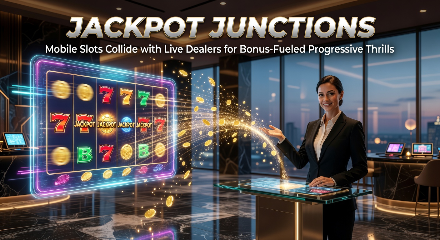 Vibrant mobile screen showing a live dealer spinning a progressive slot wheel amid cascading bonuses and jackpot meters climbing high