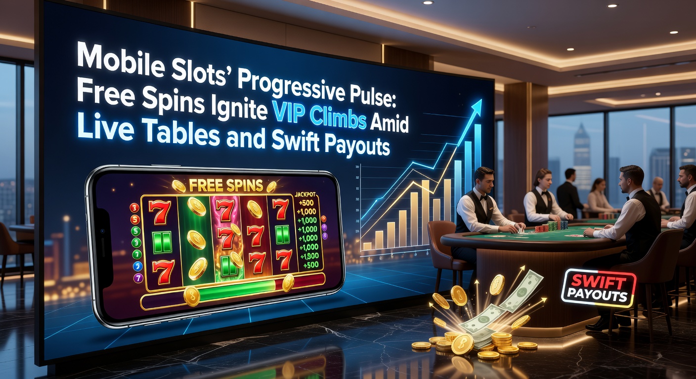Vibrant mobile slot screen showing progressive jackpot ticking up with free spins overlay and VIP badge glowing in the corner