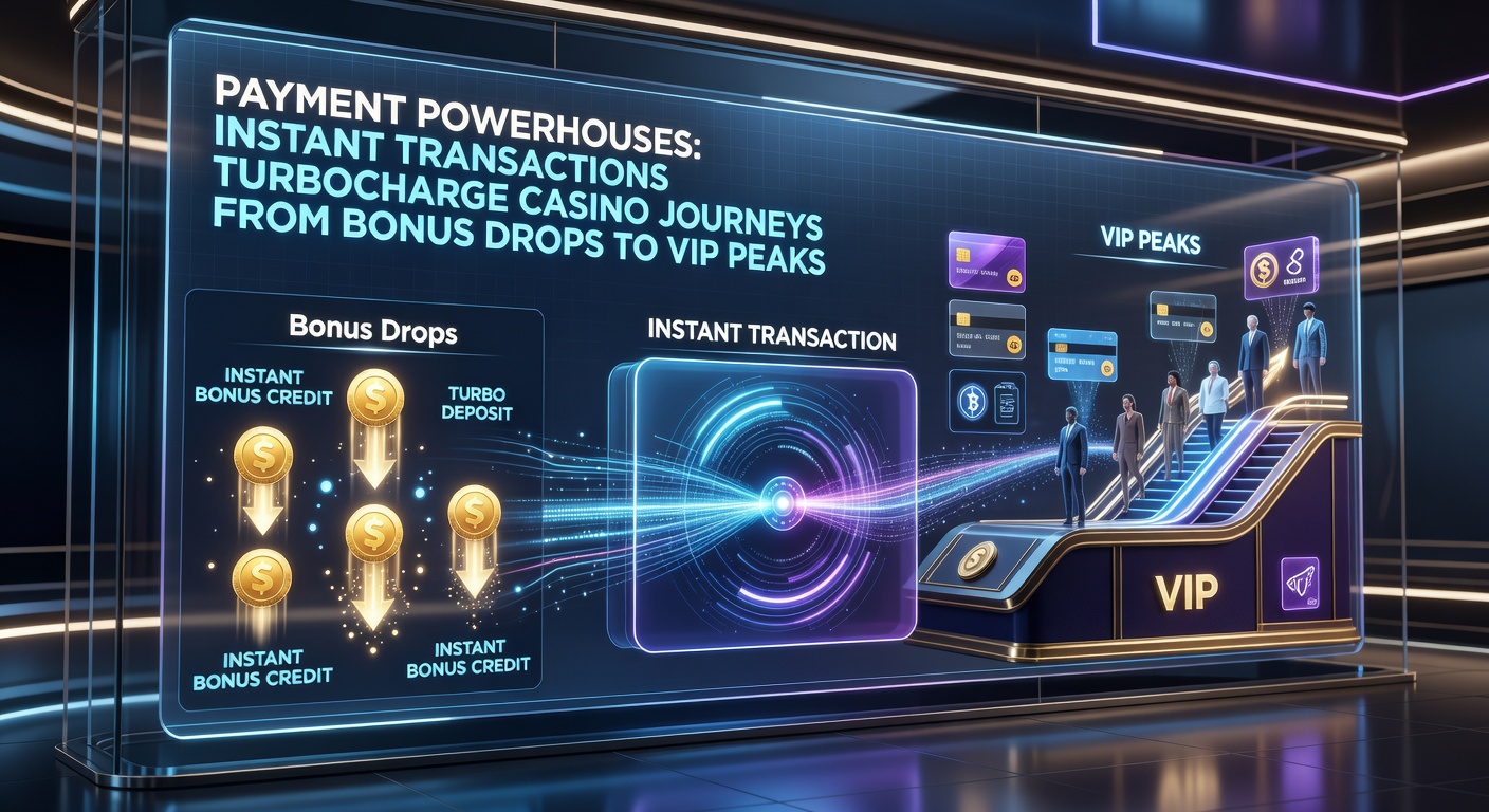 Sleek graphic of a casino loyalty pyramid, with instant payment icons blasting players upward from base bonuses through tiered rewards to exclusive VIP crowns