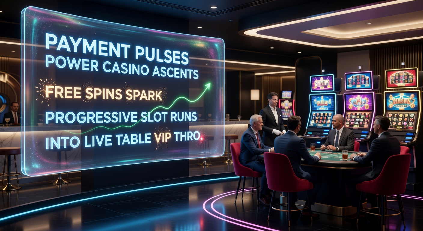 Dynamic split-screen of a progressive slot jackpot meter climbing rapidly next to a live roulette wheel with VIP chips stacked high, overlaid with payment icons flashing instant approvals