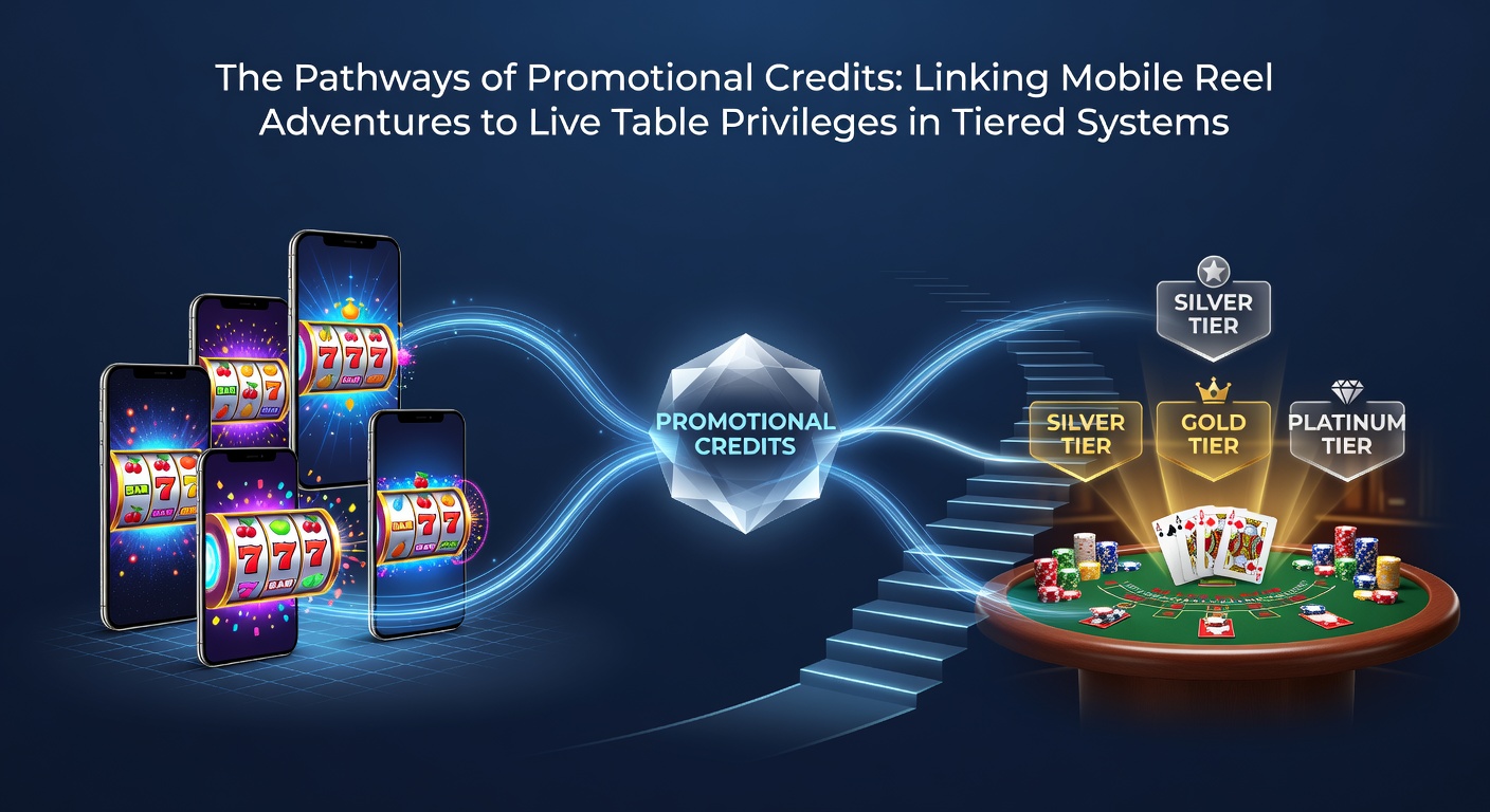 Casino loyalty program interface showing mobile slot credits converting to live table privileges across tier levels