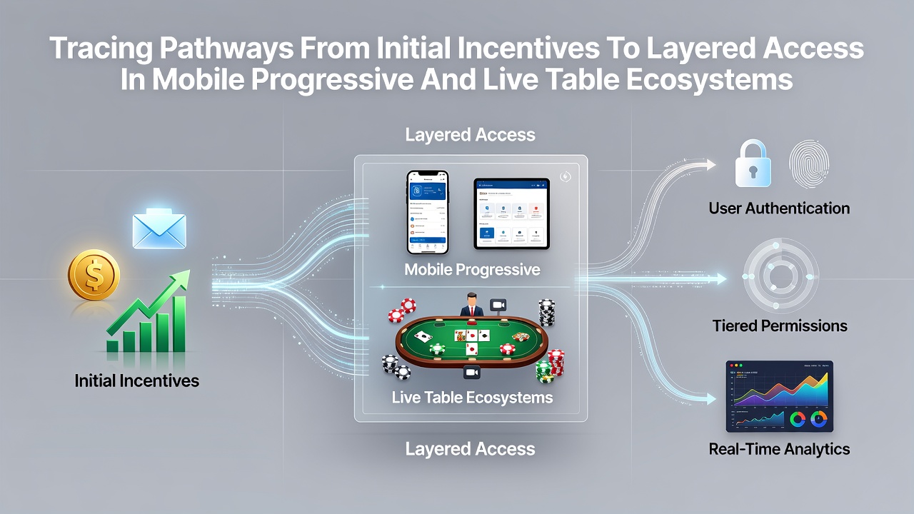 Mobile progressive slot interface showing initial incentive pathways leading into layered loyalty tiers
